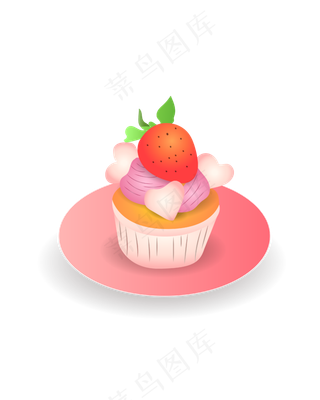 矢量粉色情人节草莓蛋糕