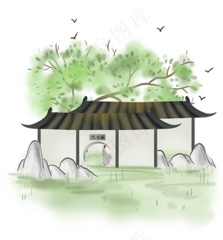 古风春天游园的古人,免抠元素