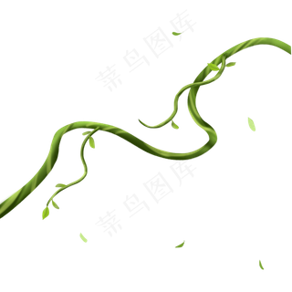 绿色藤条美景艺术手绘,免抠元素