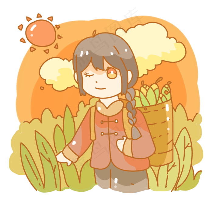 八十年代田间劳作少女