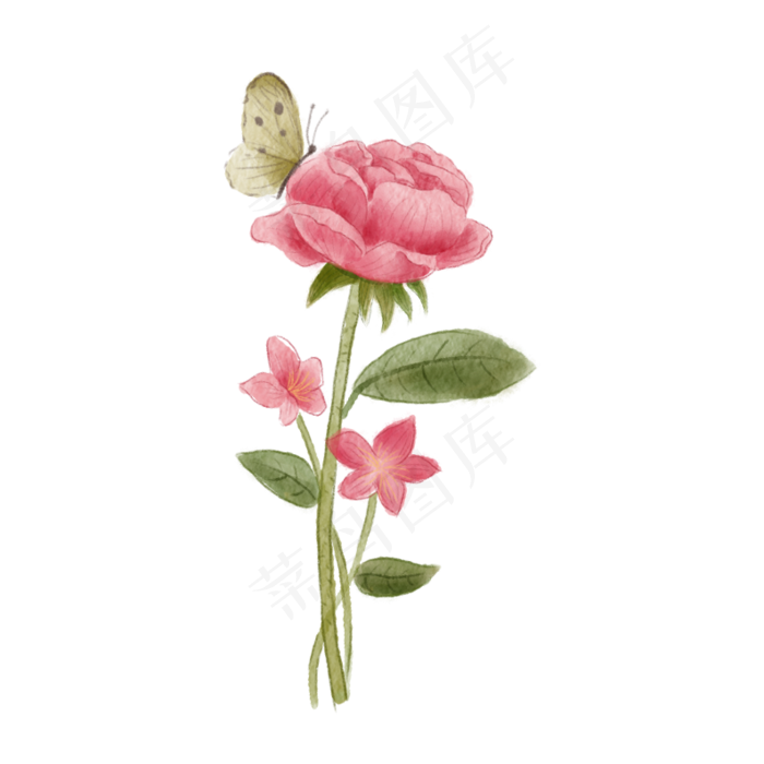 手绘水彩玫瑰花(794X794(DPI:96))psd模版下载