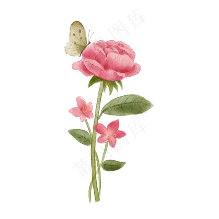 手绘水彩玫瑰花(794X794(DPI:96))psd模版下载