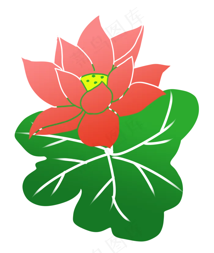 漂亮荷花卡通植物(1691X2000(DPI:300))psd模版下载