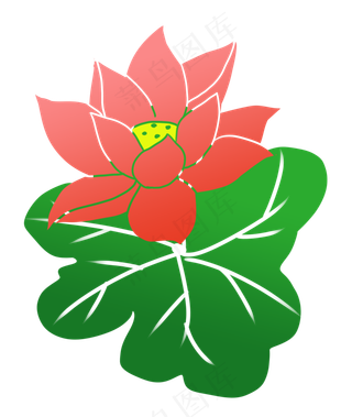 漂亮荷花卡通植物