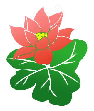 漂亮荷花卡通植物