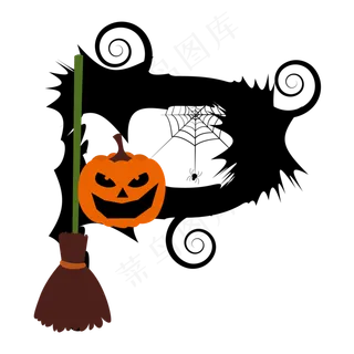 创意万圣节蜘蛛南瓜蝙蝠扫把字母