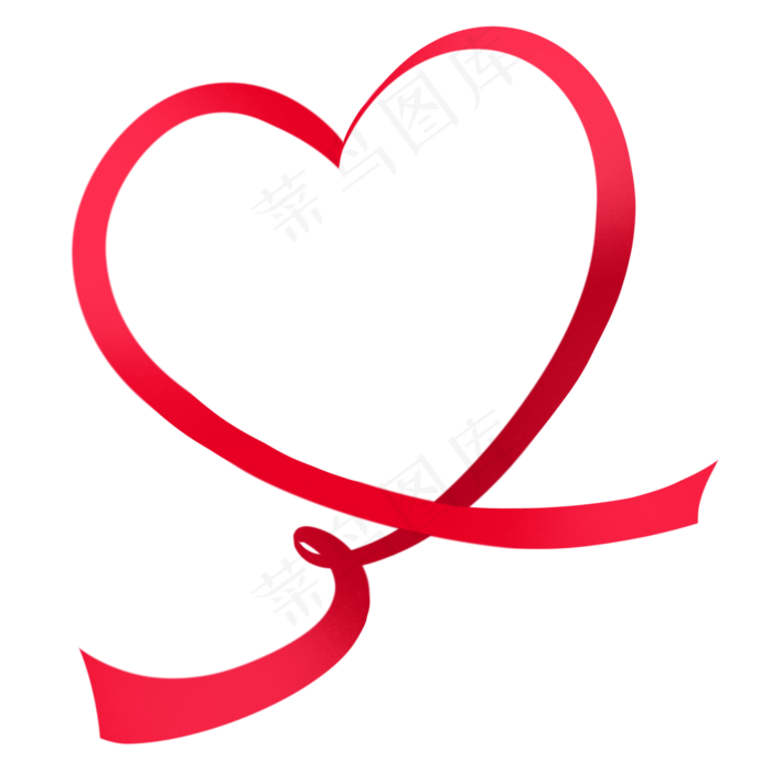 红色爱心丝带,免抠元素