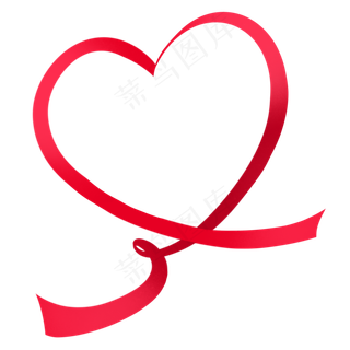 红色爱心丝带,免抠元素