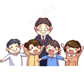 学校补习班培训老师和孩子们png,免抠元素