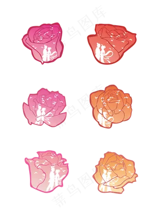 七夕情人节玫瑰花里的牛郎织女剪