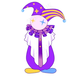 矢量卡通免扣紫色小丑