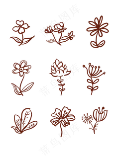 线条花边花手绘花藤装饰花唯美绘