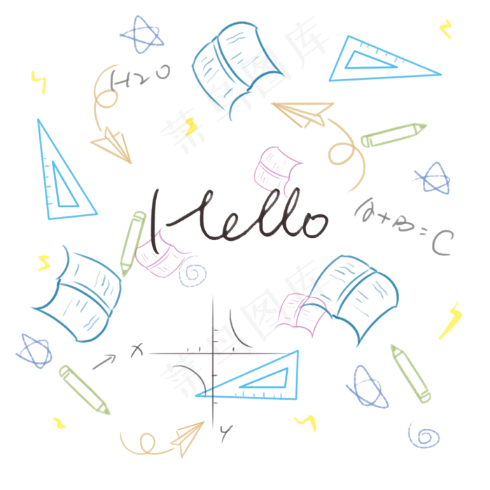 手绘彩色字母底纹装饰图,免抠元素