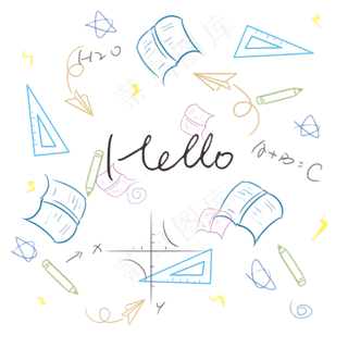 手绘彩色字母底纹装饰图,免抠元素