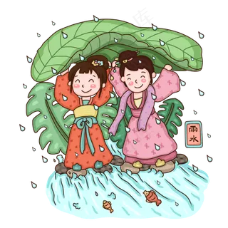 雨水古风人物避雨,免抠元素