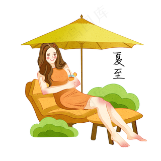 夏至乘凉女孩