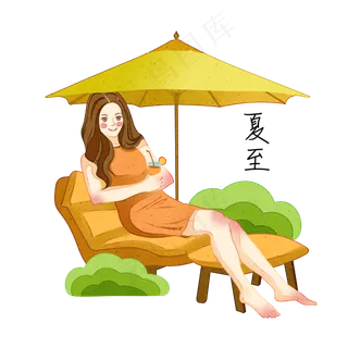 夏至乘凉女孩