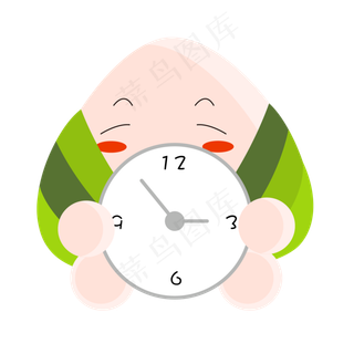 端午节卡通粽子主题时钟图标