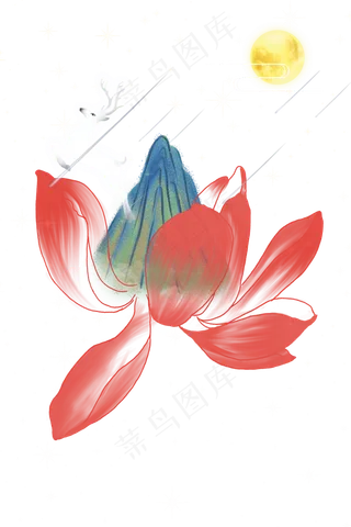 在荷花上的大山里跳跃