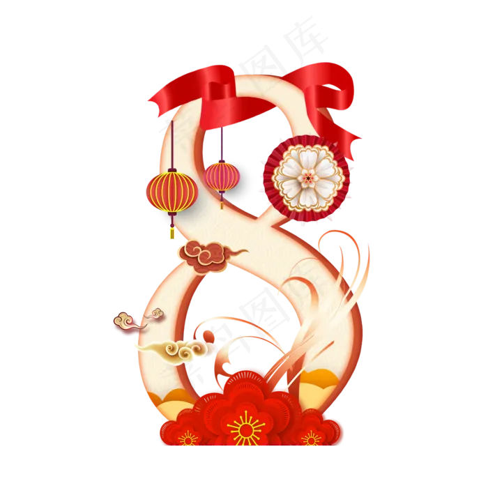 喜庆新年数字8(2000*2000px 	      )psd模版下载