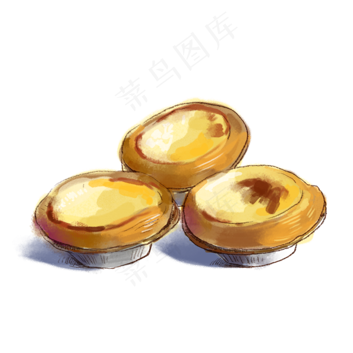 手绘水彩奶油蛋挞