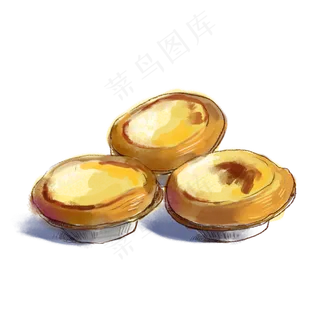 手绘水彩奶油蛋挞