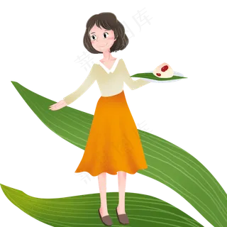 端午节包粽子女孩