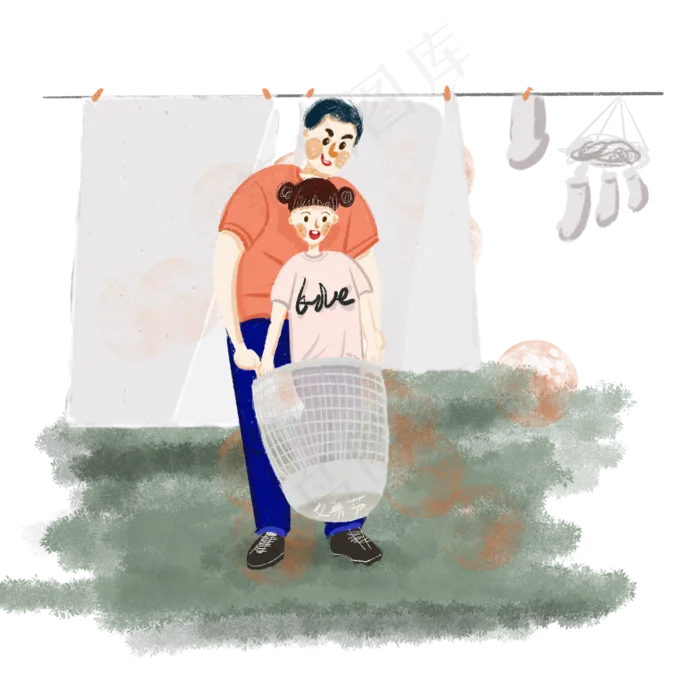 父亲节爸爸抱起站在篮子里的女儿(2000X2000(DPI:264))psd模版下载