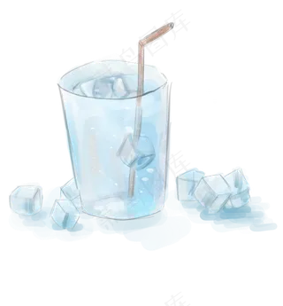 夏季解暑冰水,免抠元素