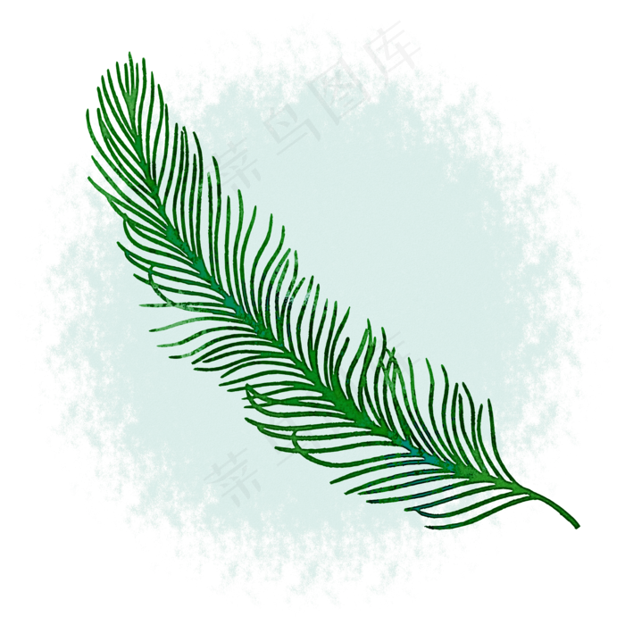 莫丝叶子中国风水墨水彩PNG素材