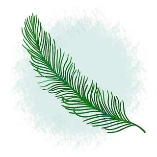 莫丝叶子中国风水墨水彩PNG素材