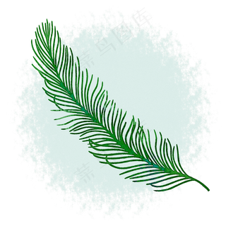 莫丝叶子中国风水墨水彩PNG素材