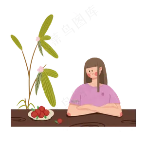 夏至吃水果的少女