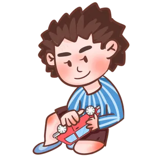 儿童节拿汽车玩具的男孩