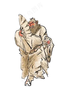 中元节鬼钟馗捉鬼手绘形象