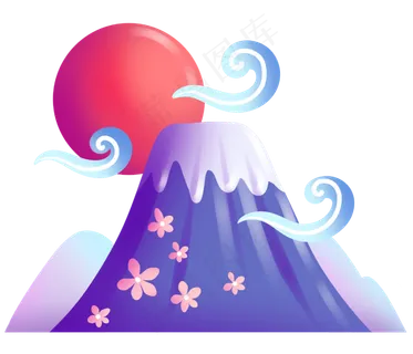 日本旅游富士山风景,免抠元素