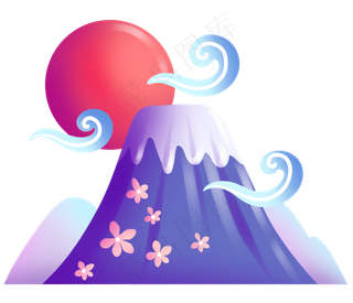 日本旅游富士山风景,免抠元素