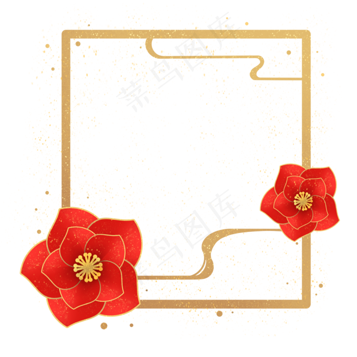 新年红色花卉边框(2300X2300(DPI:300))psd模版下载