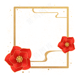 新年红色花卉边框