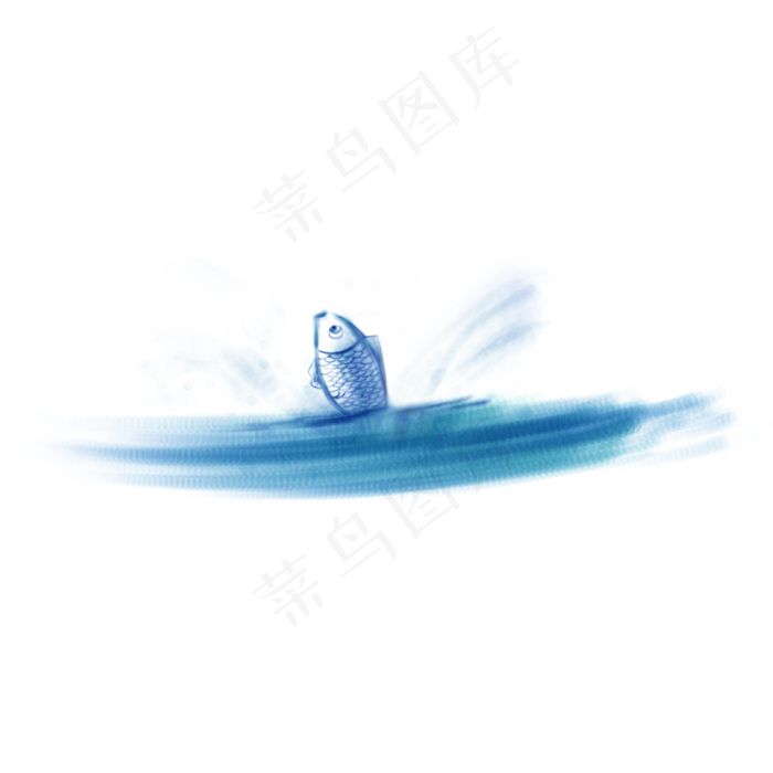 中国风水彩蓝色鱼鱼食品钓鱼水中(2000X2000)