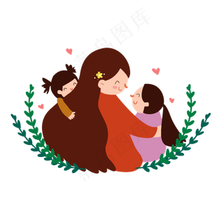 母亲节二胎亲情拥抱怀抱人物免抠