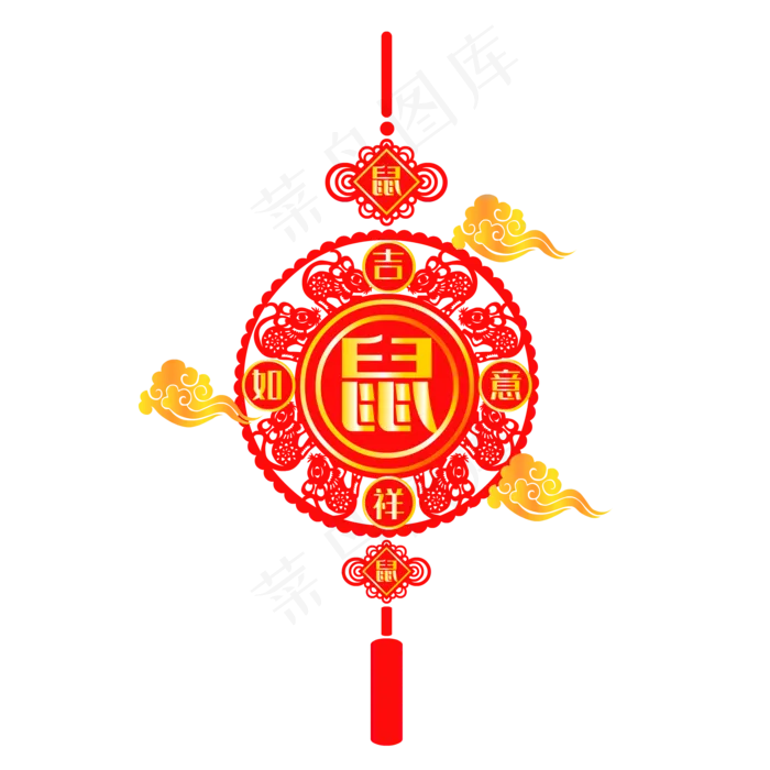 鼠年装饰剪纸祥云挂饰,免抠元素(2000*2000px 300 dpi )ai矢量模版下载