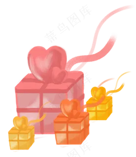 七夕520粉色爱心礼物盒手绘免 七夕520粉色爱心礼物盒手绘免
