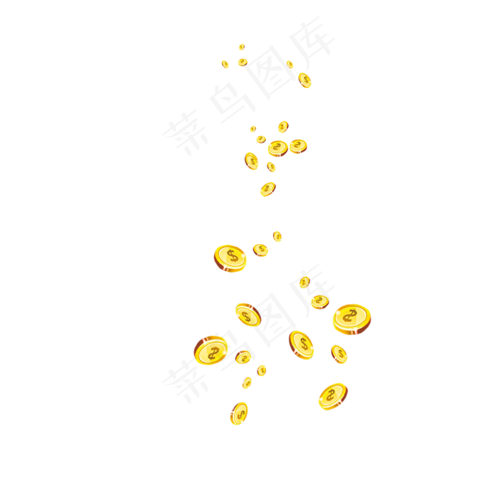 金色零落飘散金币,免抠元素(3300*3300px 300 dpi )psd模版下载