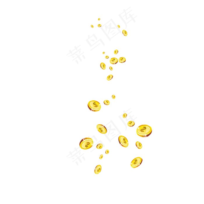 金色零落飘散金币,免抠元素(3300*3300px 300 dpi )psd模版下载