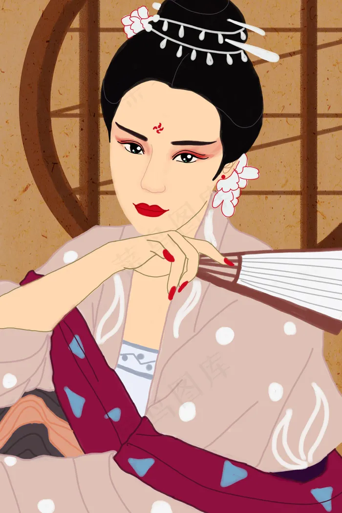 国潮传统文化之汉服古装女子盘坐小憩(3545X5315(DPI:300))psd模版下载