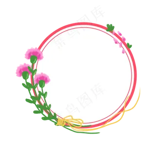 卡通标签小清新对话框之康乃馨圆