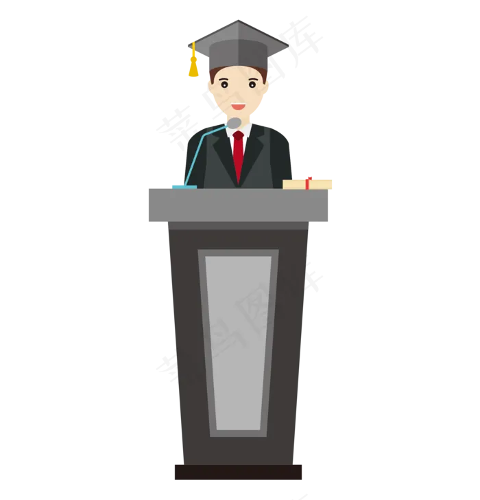 矢量扁平正在进行毕业演讲的学生ai矢量模版下载