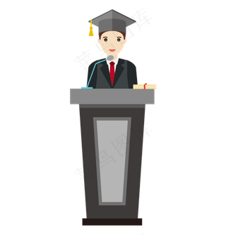 矢量扁平正在进行毕业演讲的学生