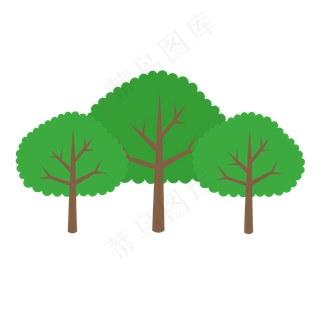 卡通森林绿树装饰图案元素
